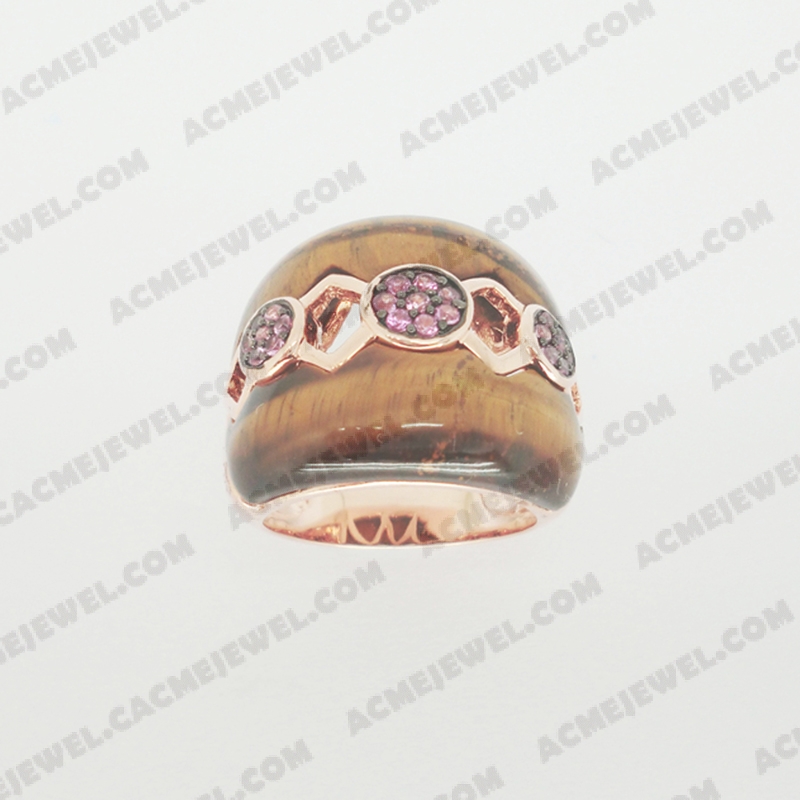 Rings Brass shiny 2-Tone(Rose Gold / Black Rhodium Plating)