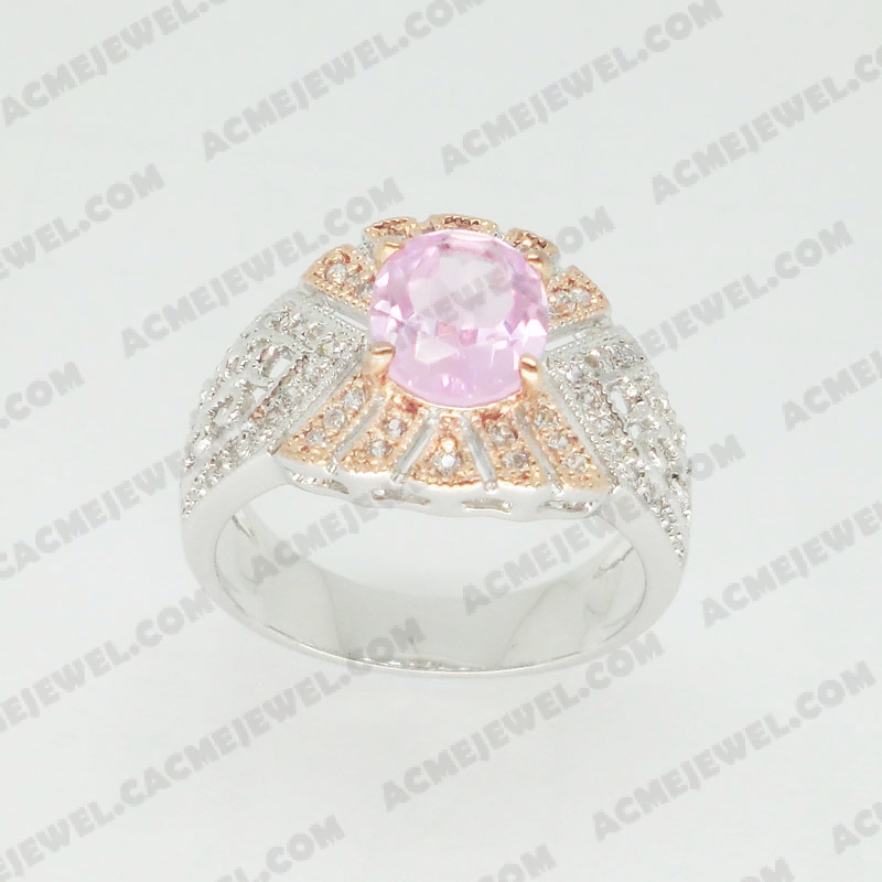 Rings Brass shiny 2-tone(rhodium /rose gold plating)