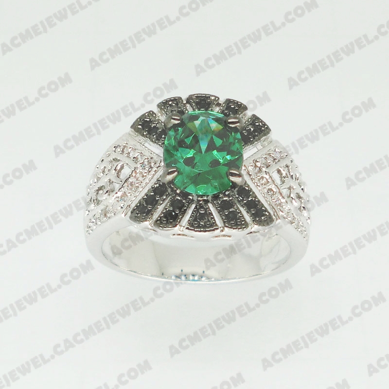 Rings Brass shiny 2-tone(rhodium /black rhodium plating)