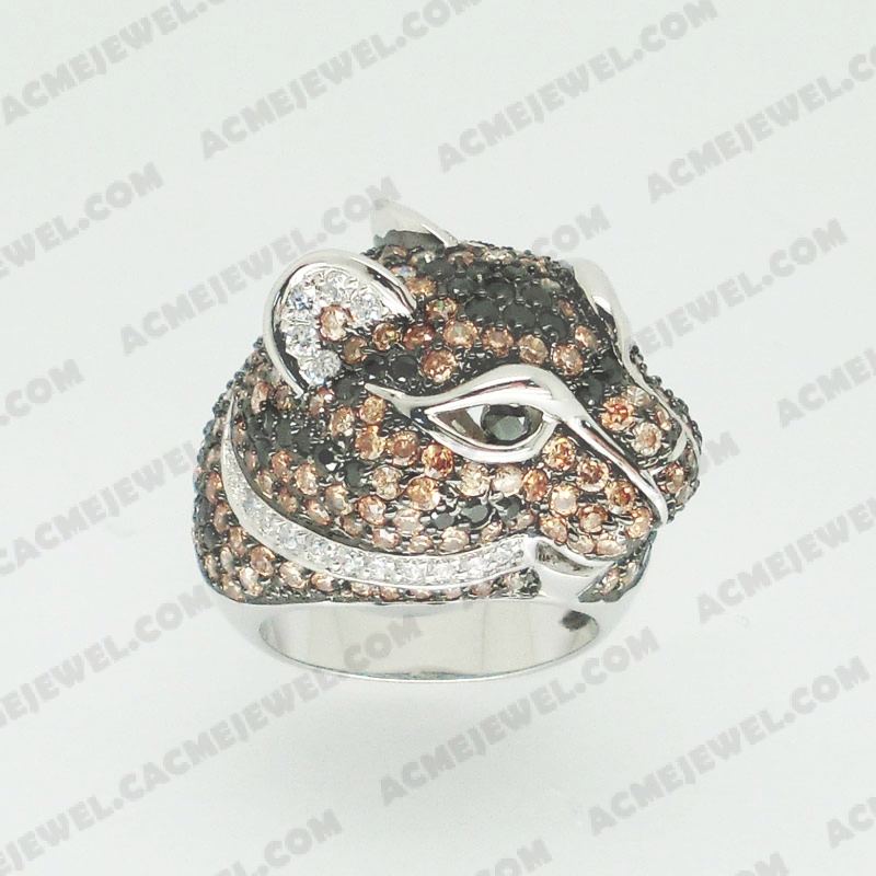 Rings Brass shiny 2-tone(rhodium /black rhodium plating)