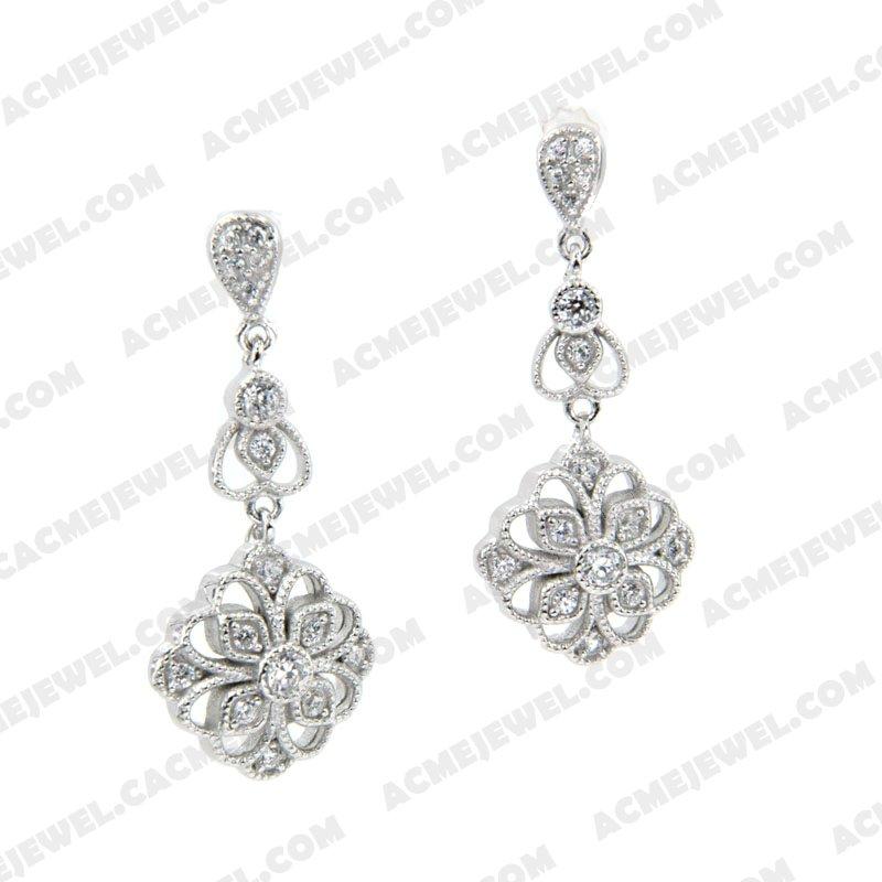 Earrings 925 Sterling Silver  Rhodium 
