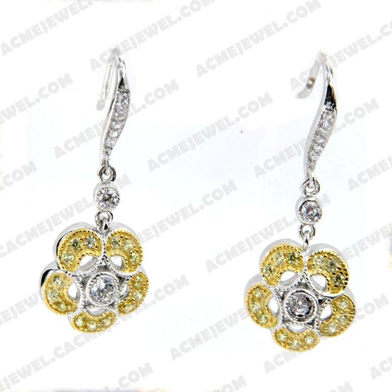 Earrings 925 Sterling Silver 2-tone Rhodium and gold Earrings 925 Sterling Silver 2-tone Rhodium and gold