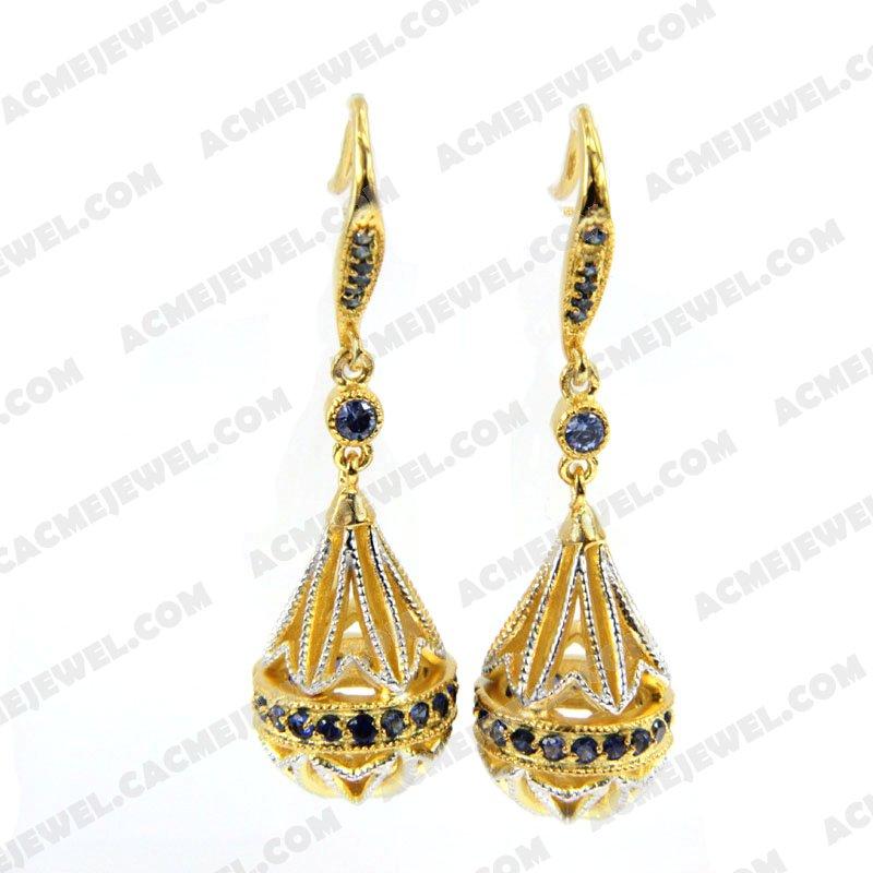 Earrings 925 Sterling Silver 2-tone Rhodium and gold Earrings 925 Sterling Silver 2-tone Rhodium and gold
