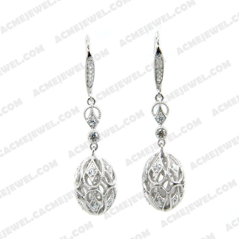 Earrings 925 Sterling Silver  Rhodium 