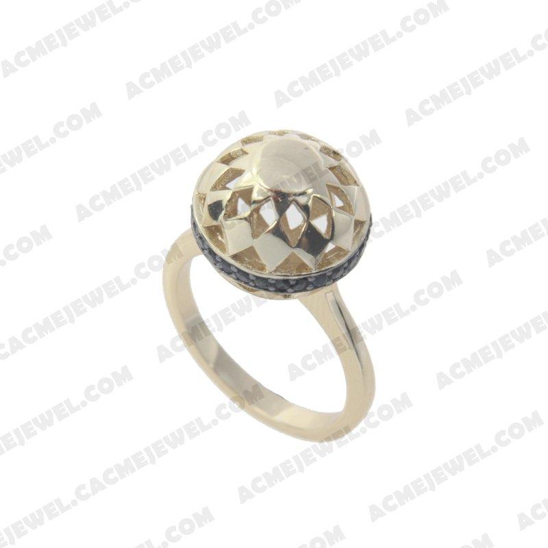 Rings 925 Sterling Silver 2-tone Gold and black rhodium