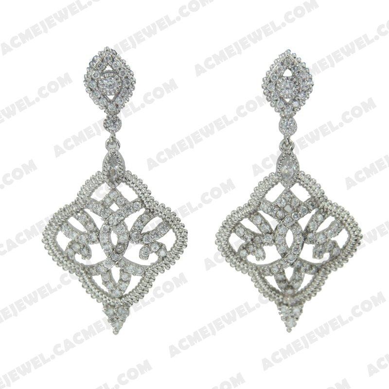 Earrings 925 Sterling Silver  Rhodium 