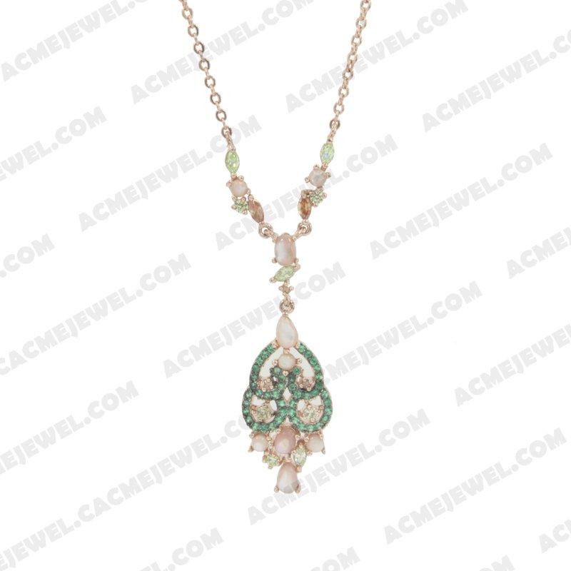 Necklace 925 sterling silver  2-tone Rose gold and black rhodium