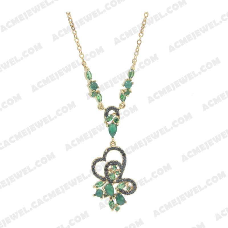 Necklace 925 sterling silver  2-tone Gold and black rhodium