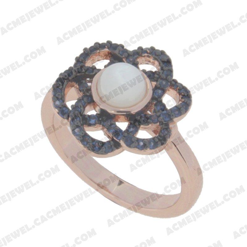 Rings 925 sterling silver  2-tone Rose gold and black rhodium