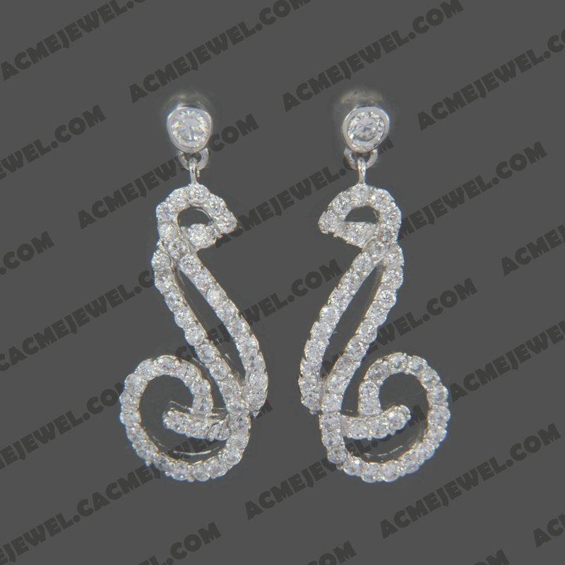 Earrings 925 sterling silver   Rhodium 