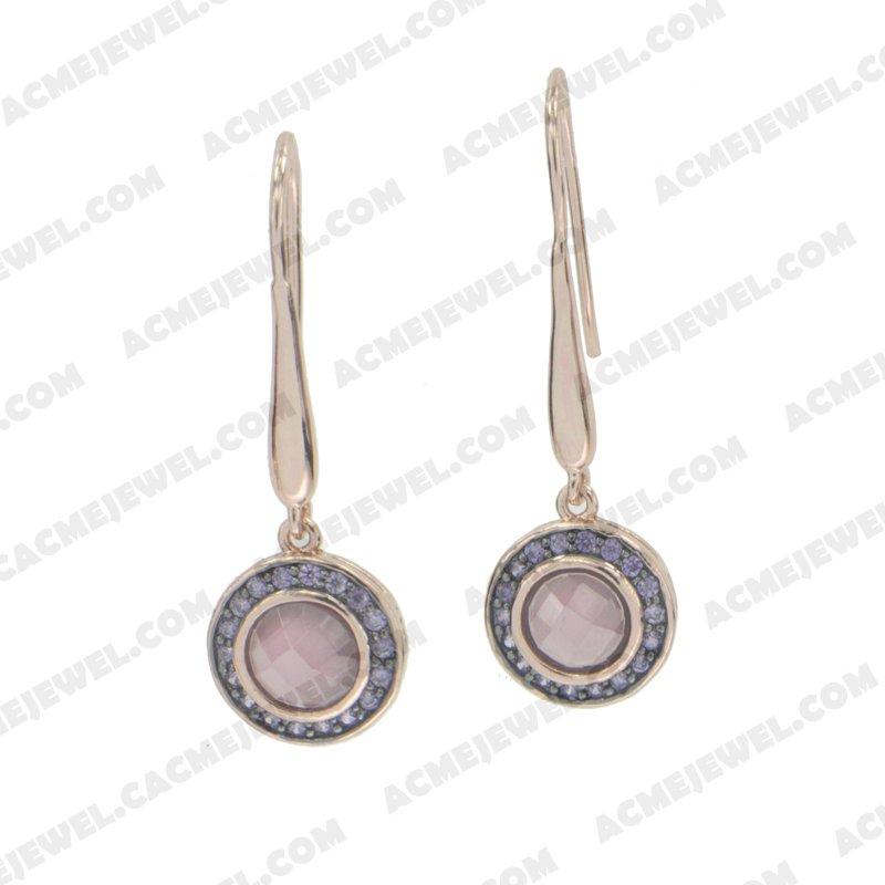 Earrings 925 sterling silver  2-tone Rose gold and black rhodium