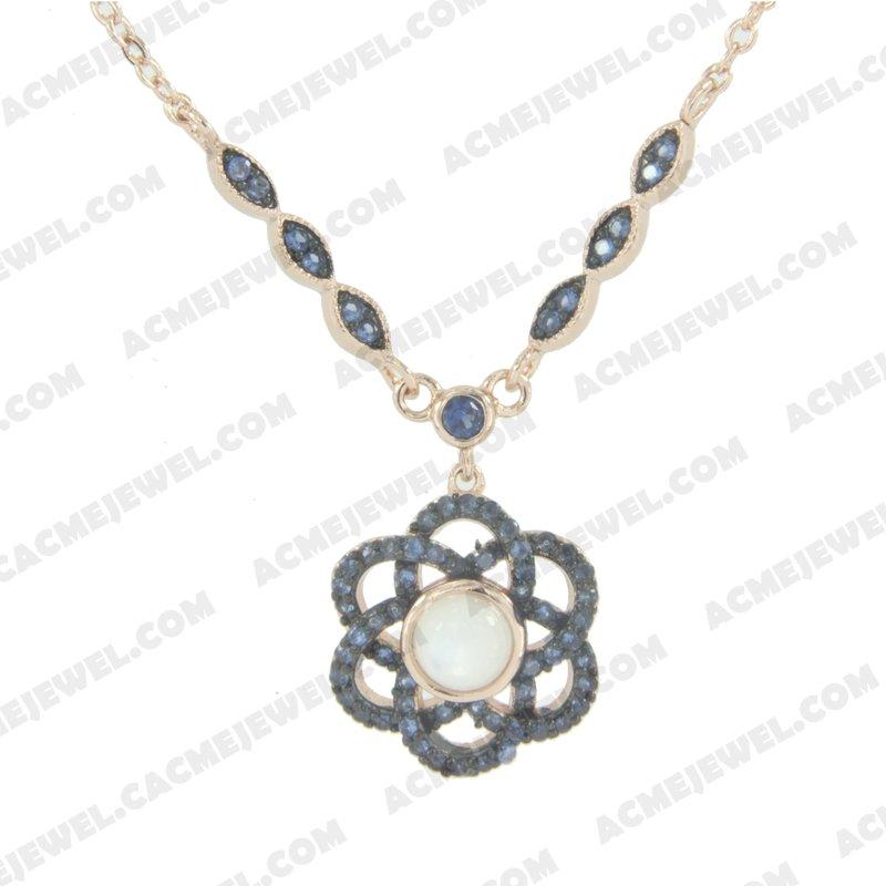 Necklace 925 sterling silver  2-tone Rose gold and black rhodium Necklace 925 sterling silver  2-tone Rose gold and black rhodium