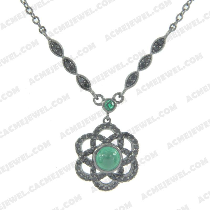 Necklace 925 sterling silver   Black rhodium 