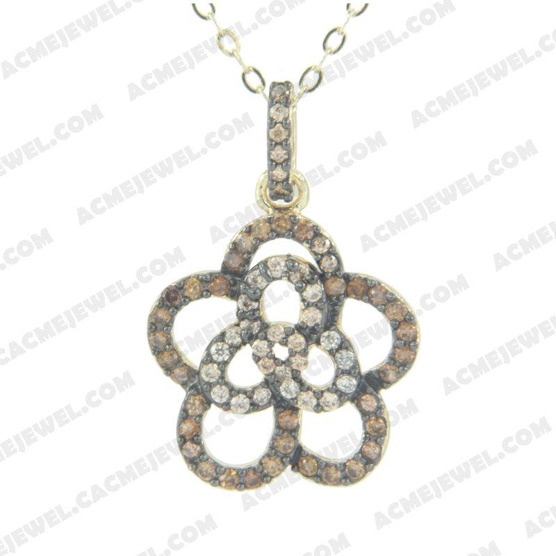 Pendants 925 sterling silver  2-tone Gold and black rhodium