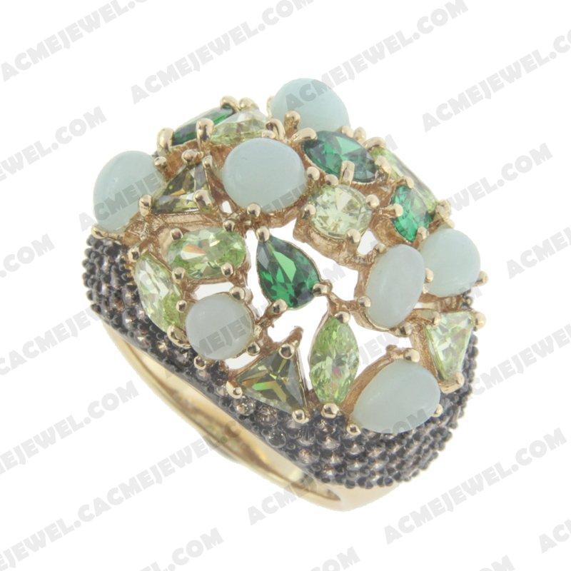 Rings 925 Sterling Silver 2-tone Gold and black rhodium