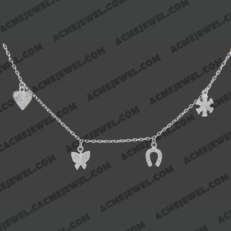 Necklace 925 Sterling Silver  Rhodium  Necklace 925 Sterling Silver  Rhodium