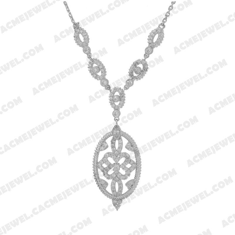 Necklace 925 sterling silver  White Rhodium  Necklace 925 sterling silver  White Rhodium