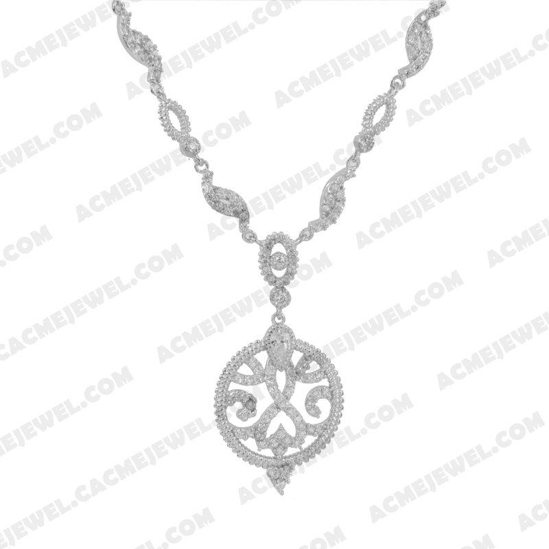 Necklace 925 sterling silver  White Rhodium  Necklace 925 sterling silver  White Rhodium