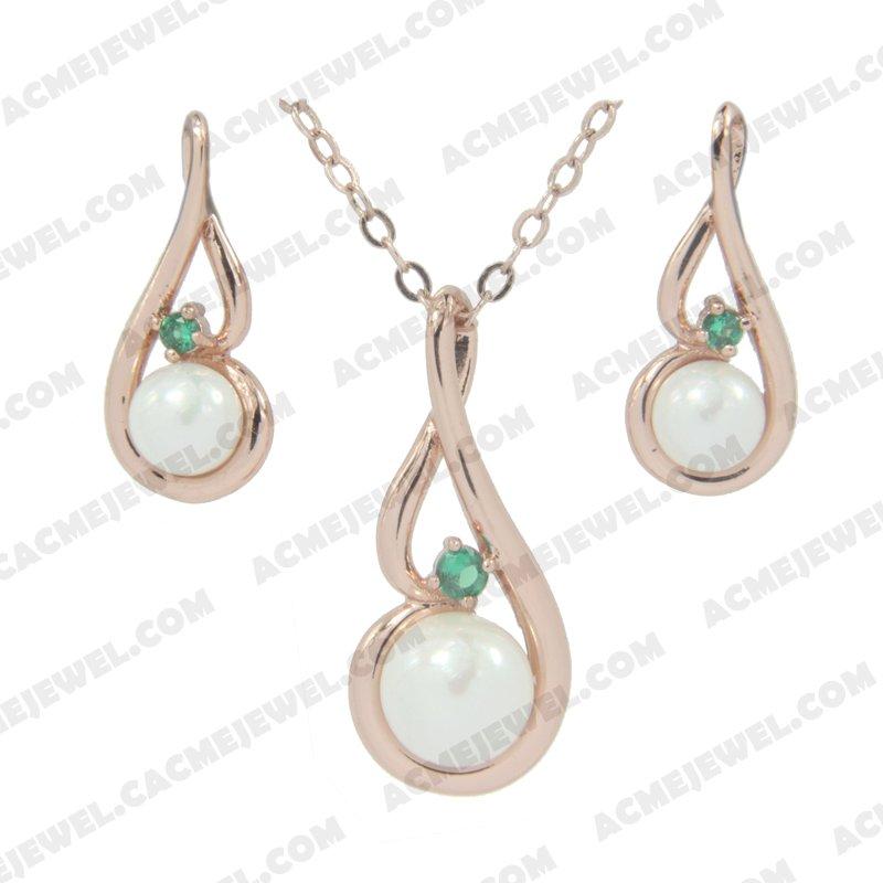 ﻿Jewellery Set 925 Sterling Silver  Rose gold