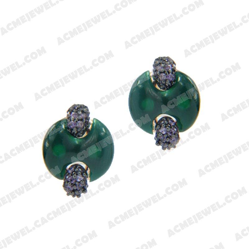 Earrings 925 Sterling Silver 2-tone Rose gold and black rhodium