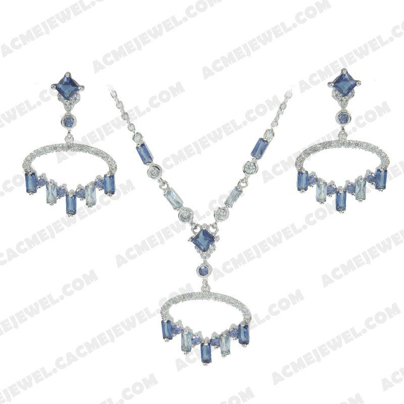 ﻿Jewellery Set 925 Sterling Silver  Rhodium