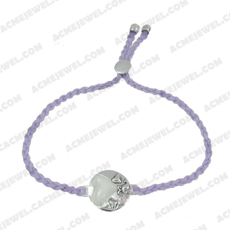 Bracelets & Bangles Cord with 925 sterling silver 2-tone Rhodium and black smear Bracelets & Bangles Cord with 925 sterling silver 2-tone Rhodium and black smear