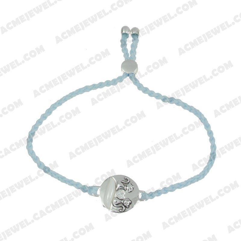 Bracelets & Bangles Cord with 925 sterling silver 2-tone Rhodium and black smear Bracelets & Bangles Cord with 925 sterling silver 2-tone Rhodium and black smear