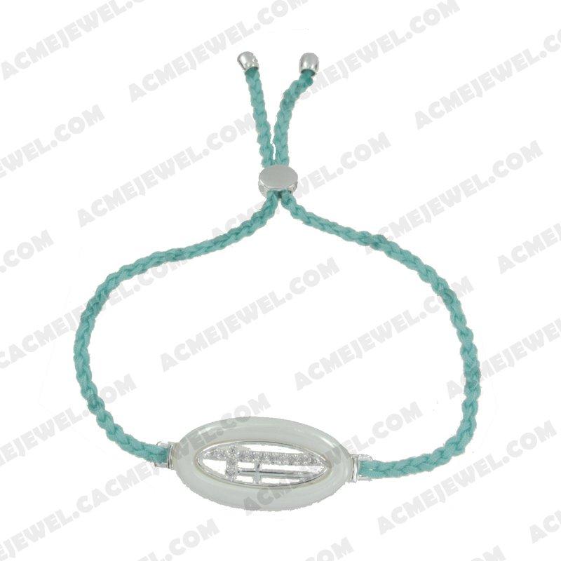 Bracelets & Bangles Cord with 925 sterling silver 2-tone Rhodium  Bracelets & Bangles Cord with 925 sterling silver 2-tone Rhodium