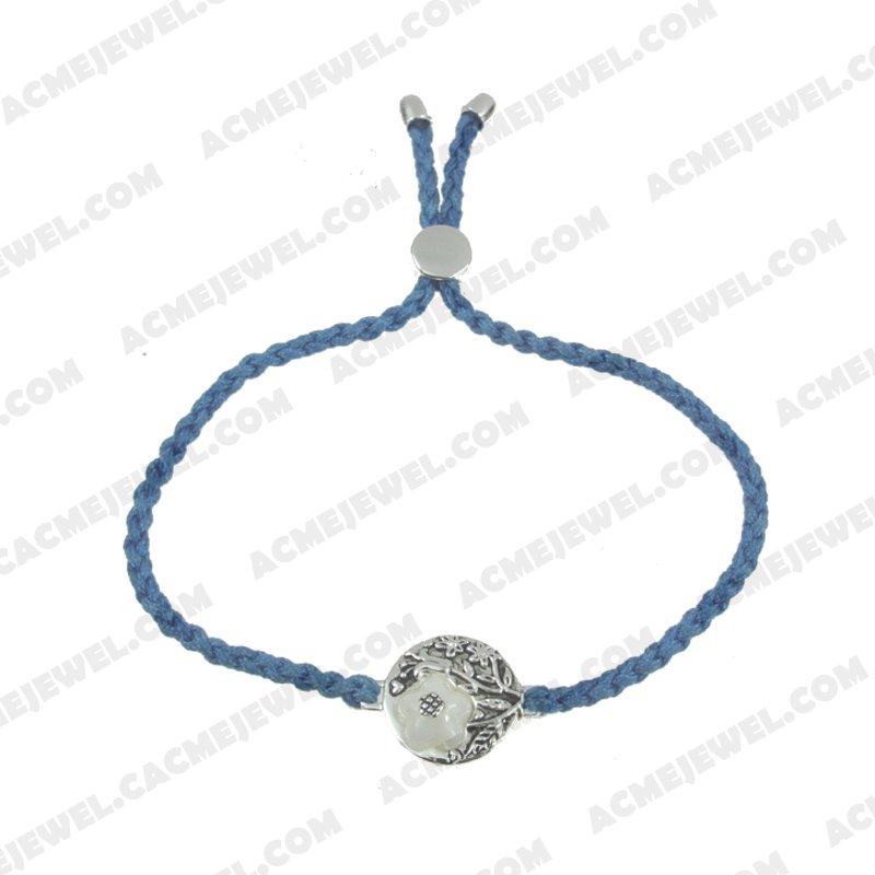 Bracelets & Bangles Cord with 925 sterling silver 2-tone Rhodium and black smear Bracelets & Bangles Cord with 925 sterling silver 2-tone Rhodium and black smear